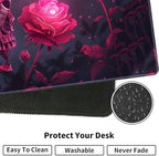 Large XXL Gaming Desk Mat 31.5"x 11.8", Ergonomic Keyboard Wrist Rest & Mouse Pad Wrist Rest + Coaster Set, Non-Slip Base, Memory Foam, Office and Home, Rose Skull - Image 5