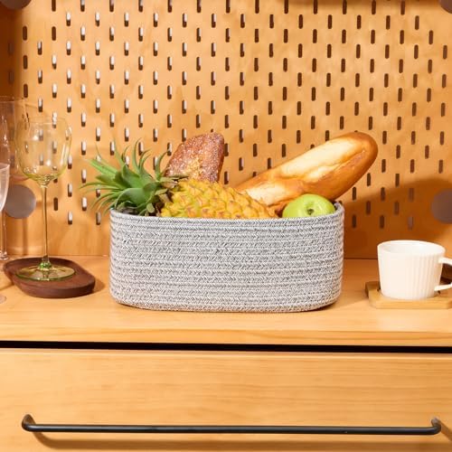 MiniArk Small Storage Baskets for Organizing | Closet Organizer Bins | Shelf Toy Basket | Woven Rope Baskets | Cube Decorative Box | Shallow Basket | 11.5x7.5x4.7” | 4 Packs Mixed Grey - Image 5