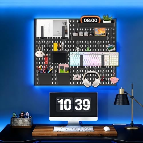 Wall Mount Wall Organizer Pegboard for Gaming & Office, 4 Pack, 12x12 Inch - Image 7