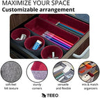 Teeo - Drawer Organizers - Office Supply Organizer - Desktop Drawers - Organizing Containers - Jewelry Tray Makeup Storage Home Dividers Compartment Desk Caddy Cosmetic Bins - Pack of 9, Burgundy - Image 2