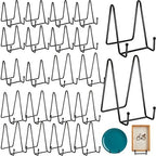 Hoteam 20 Pack Plate Stands for Display, Metal Photo Frame, Black by Hoteam