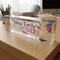 Artblox Acrylic Name Plate, 8'' x 2.5'', Personalized Teacher Desk Sign, Modern Signage by Artblox