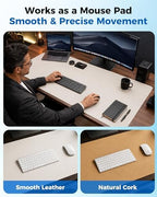 Aothia Dual-Sided Desk Pad - Leather Desk Mat, Natural Cork Desk Pad Protector, Large Mouse Pad for Desk, Waterproof Desk Blotter Pad, Desk Writing Pad for Office Work/Home, Off-White (25.6"x13.7") - Image 3