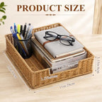 2 Pcs Rattan Letter Tray for A4 File, Woven Desk Organizer Tray - Image 3