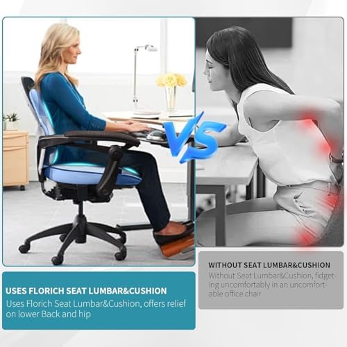 FLORICH Seat Cushion Lumbar Support Pillow for Office Chair, Car Lower Back Support, Ergonomic Desk Chair Pillow for Butt and Back Support of Memory Foam Seat Pad(Blue) - Image 6