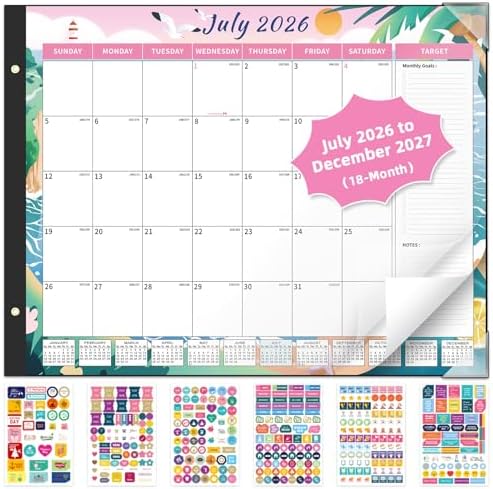Ospelelf Desk Calendar 2026-2027 Large 22'' x 17'', 2026 Monthly Deskpad Calendar, 18 Month Calendar for Family Office, Use July 2026 - Dec 2027, Four Seasons Calendar by OspelelfOfficeSupplies