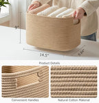 4 Pack Storage Baskets for Organizing, Shelf Baskets with Handles, Brown - Image 2