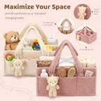 Shinylin 2 Pack Plush Diaper Caddy Organizer, Powder Pink and Ivory - Image 3
