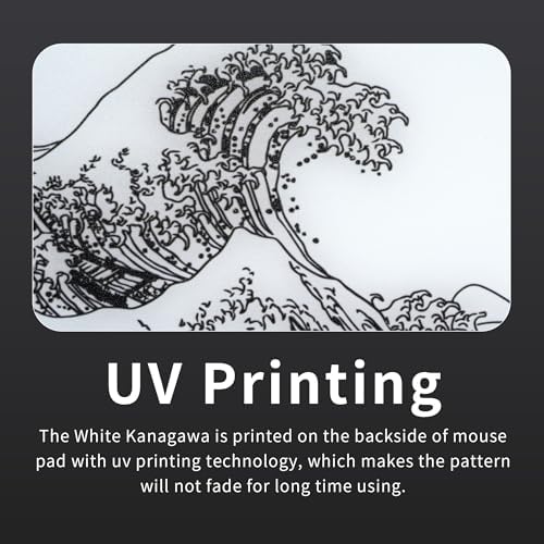 XVX Glass Gaming Mouse Pad, White Kanagawa Hard Mousepads for Gaming,Professional Large Mouse Mat 16.2" x 12.2", Special Glass Surface with Improved Precision and Speed - Image 3