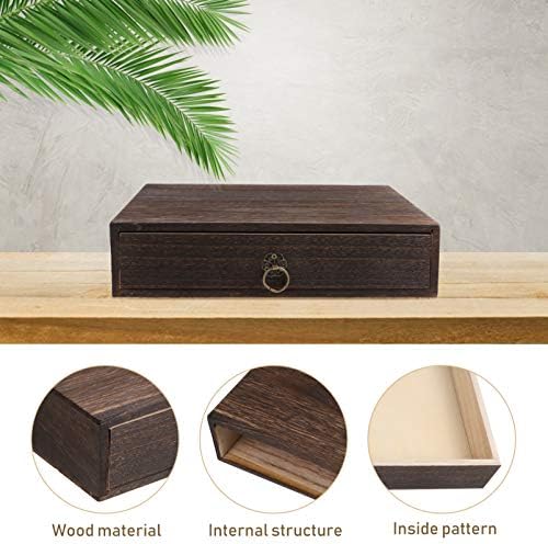 Cabilock Rustic Solid Wood Single Desktop Drawer – Vintage Apothecary Style Monitor Stand & Desk Organizer, Distressed Wood Storage Box for Office Supplies, Jewelry & Crafts (Coffee) - Image 7