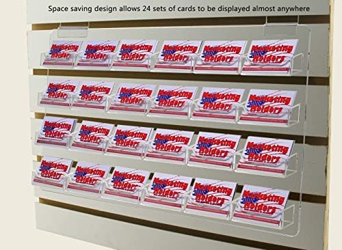 Marketing Holders 6 Pack Slatwall Business Card Holder 24 Slot Holds 3.5" x 2" Cards Hanging Multi Pocket Clear Acrylic Rack Organizer Display for Slatted Wall Space Saver - Image 5