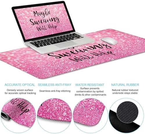 LIMKRIAN Pink Ergonomic Mouse Pad Set, Large Desk Matt for Desktop Decor - Image 3