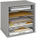 Ballucci 5-Tier File Organizer for Desk, Wooden Mail Sorter, Office Desk Organization, Paper Storage Organizers, Folder Holder for Desk, Letter Trays & Stacking Supports, Gray by Ballucci