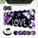 Desk Mat, Mouse Pad with Wrist Rest, 4-in-1 Large Mouse Pads for Desk, Ergonomic Mouse Pad and Keyboard Wrist Rest Gaming Keyboard Mat for Office,Heart Butterfly by EFGWSDER