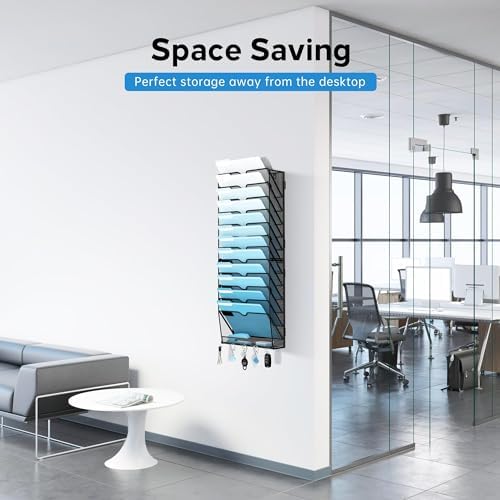 13-Tier Hanging Wall File Organizer with Hooks for Office Organization - Image 3