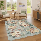DUKINO 4x6 Area Rug, Non Slip Floral Washable Living Room Rug, Sage Green - Image 3