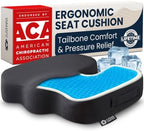 5 STARS UNITED Seat Cushion - Memory Foam & Cooling Gel - Chair Cushion for Tailbone Pain Relief - Ergonomic Support for Coccyx, Sciatica & Butt - Office, Desk & Gaming Chair, Car, Wheelchair, Black by 5STARSUNITED