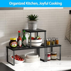 Golener Countertop Shelf, Kitchen Counter Organizer, Adjustable, Stackable - Image 3
