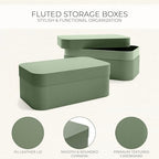 Decorative Storage Boxes with Lids - Set of 2 Fluted Photo Organizer Bins - Image 5