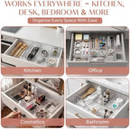 ZANORA 25 PCS Clear Plastic Drawer Organizer Set, Drawer Dividers Organizers with 4 Sizes Storage Trays, Bathroom Drawer Organizers Makeup, Vanity Drawer Organizer, Desk & Kitchen Storage Bins - Image 5