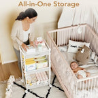BBLIKE Diaper Caddy Organizer, Baby Cart with Basket and Side Pockets - Image 3