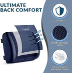 ComfiLife Lumbar Support Back Pillow Office Chair and Car Seat Cushion - Memory Foam with Adjustable Strap and Breathable 3D Mesh (Navy) - Image 2