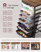 VASAGLE Rolling Cart with Drawers, Craft Organizers and Storage, Black - Image 6