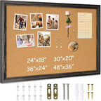 DOLLAR BOSS Cork Board, 30" X 20" Rustic Framed Bulletin Board, Black by DOLLARBOSS