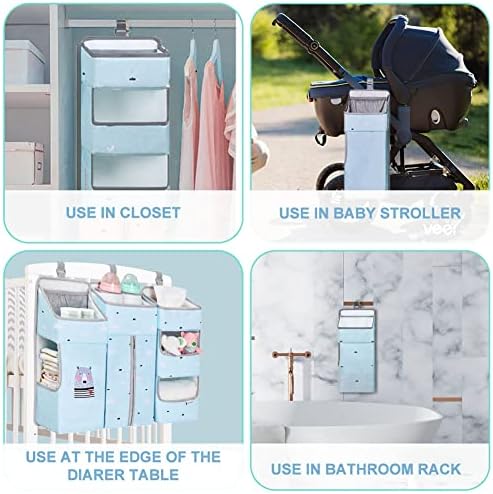 Hanging Diaper Caddy Organizer for Baby Crib - 3-in-1 Diaper Stacker for Changing Table Nursery Organization Storage Holder for Baby Essentials Attachment Portable Combining (Sky Blue) - Image 6