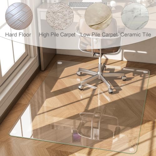 30"X48" Tempered Glass-Glass Chair Mat, Heavy Duty Hard Floor Mat - Image 6