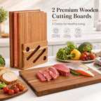 3-Piece Wooden Book Cutting Board Set Like Books, with Stand - Image 7