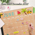 Desk Calendar 2026-2027, Large 22"x17", 18 Months from July 2026 to December 2027, Desktop Calendar with Plastic Cover and Colorful Stickers, Ideal for Home, Office, and School Planning, Doodle Kraft (July.2026-Dec.2027) - Image 6