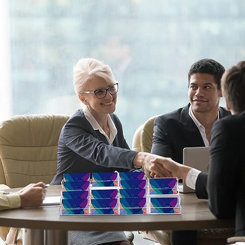 Hoteam Acrylic Business Card Holder for Desk Multiple 16 Slot 4 Tier Large Business Card Organizer Display Rack Clear Plastic Holder Stand for Home(2 Pcs) - Image 6
