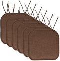 Chair Cushion Memory Foam Pads with Ties Honeycomb Pattern Slip Non Skid Rubber Back Rounded Square 16" x 16" Seat Cover, Herringbone Brown, 6 Count (Pack of 1) by SweetHomeCollection
