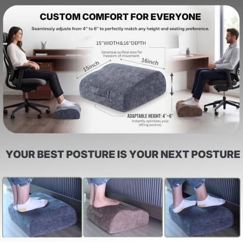 Foot Rest Under Desk for Office, Ergonomic Footrest, 2 Height Levels, Rocking Foot Stool Under Desk, Comfortable Foam Desk Foot Rest for Home Office, Gaming and Work (Charcoal Gray) - Image 5