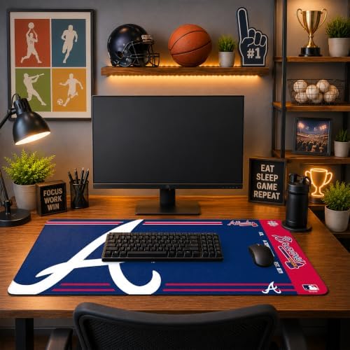 SOAR MLB Official Established Primary Logo Wordmark Home Office Desk Pad Mouse Pad Mat 35" x 16" (Atlanta Braves, Atlanta Braves) - Image 3