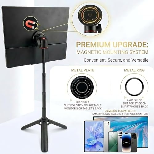 Portable Travel Monitor Stand Magnetic Metal Tripod for Monitor/iPad/iPhone - Image 3