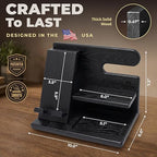TESLYAR Wood Phone Docking Station for Men - Desktop or Nightstand Organizer - Birthday Gifts for Men, Dad - Anniversary Idea from Wife - Key Holder, Stand Wallet, Watch & Essentials (Granite Black) - Image 5