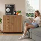 Bestier Office Storage Cabinet with 5 Drawer Adjustable Shelf, Brown - Image 6