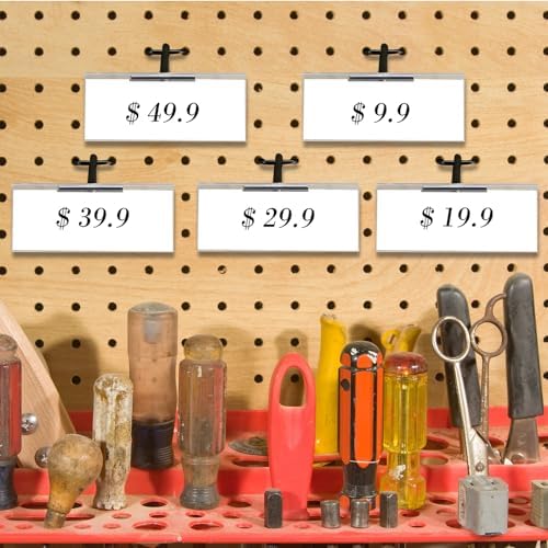 Tandefio 50 Pack Black Metal Peg Board Hooks with Label Holder, 8 Inch - Image 4