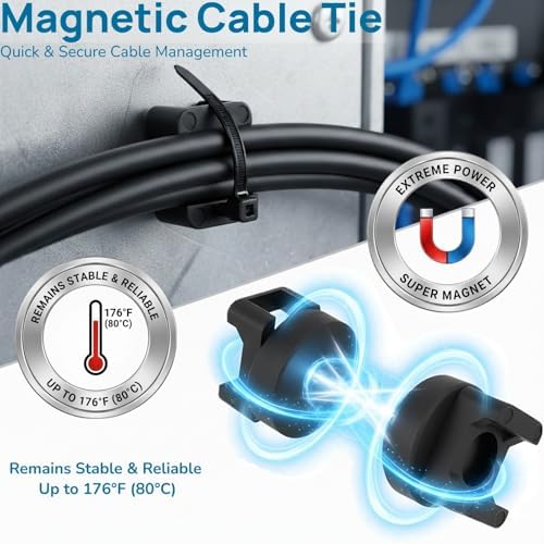 225-Pc Magnetic Cable Ties Set,Magnetic Zip Tie Mounts & Cable Ties - Image 2