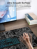 Mouse Pad with Wireless Charging, Large Desk Mat, Black Topographic Map #3 - Image 4