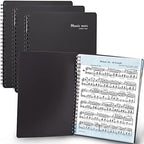 Sheet Music Folder (3 Pack, Black) – 40 Sleeves Display 80 Pages Spiral Binder Organizer for Music Stand – Fits Letter Size 8.5 x 11 Inch – Direct Page Writing with Detachable Name Tag by meccaline