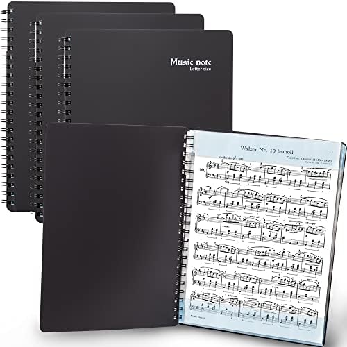 Sheet Music Folder (3 Pack, Black) – 40 Sleeves Display 80 Pages Spiral Binder Organizer for Music Stand – Fits Letter Size 8.5 x 11 Inch – Direct Page Writing with Detachable Name Tag by meccaline