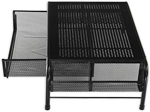 Simple Houseware Metal Desk Monitor Stand Riser w/ Organizer Drawer, Black - Image 3