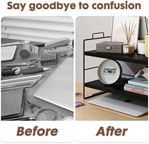 ShellKingdom Desk Shelf Organizer, 3 Tier Desktop Shelves, Adjustable Bookshelf Storage Rack and Office Cubicle Decor for Tabletop, School, Office, Dorm Organization (Black) - Image 3