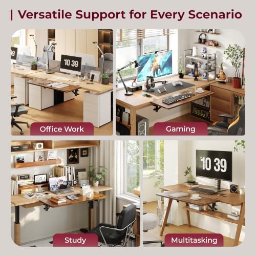 Desk Extender Tray, 24"×12" Clamp-On Arm Rest Shelf, 90° Foldable Computer Elbow Support for Office Home, Space-Saving Keyboard Mouse Tray (Vintage Burnt Color) - Image 7