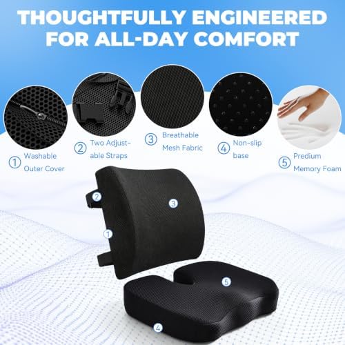 Car Seat Cushion,Memory Foam Office Chair Lumbar Support Pillow - Image 3