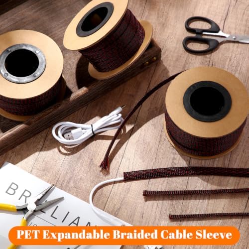 Pangda Braided Wire Loom 1/4, 1/2, 3/8'' X 300 Ft, Black-red - Image 4