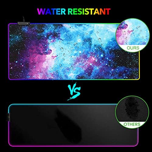 AIMSA RGB Gaming Mouse Pad Extended, Large Led Mousepads Non-Slip Rubber Base with 14 Lighting Modes, Computer Keyboard Mat Soft Desk pad Waterproof 35.4 x 15.8 inches, Galaxy Nebula Universe - Image 6